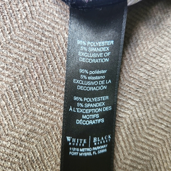 White House Black Market Blue, White, Black Tassel Tie Blouson Smock-Hem Top Lg - Picture 7 of 13